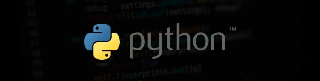 Imagen con el logo y texto del lenguaje de programación Python.