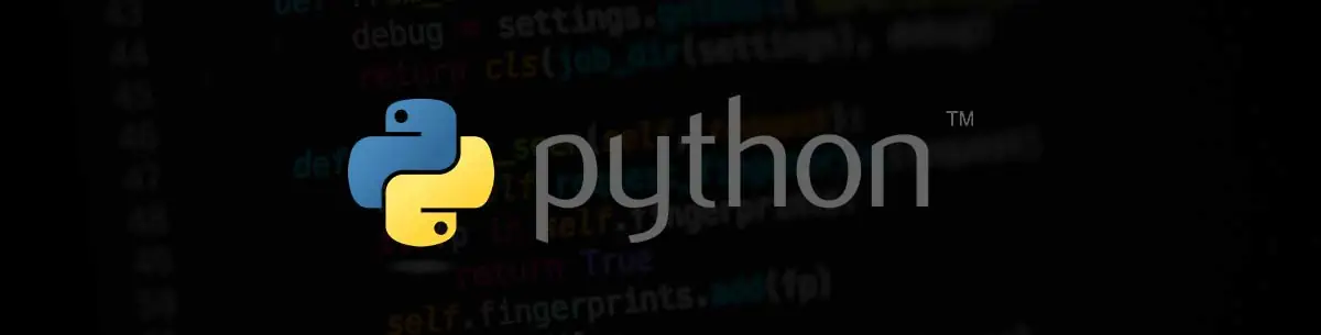 Imagen con el logo y texto del lenguaje de programación Python.